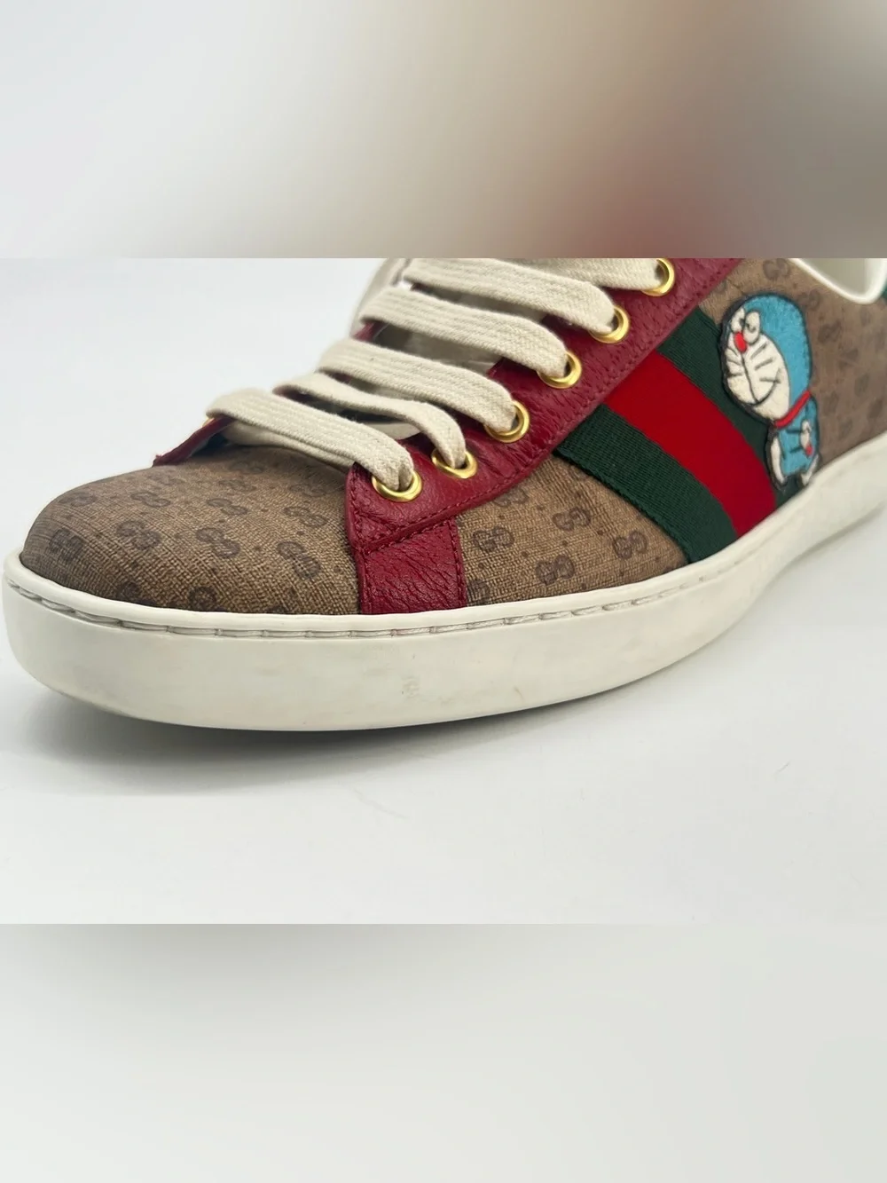 GUCCI X DORAEMON GG Monogram Canvas Sneakers Size 6 US